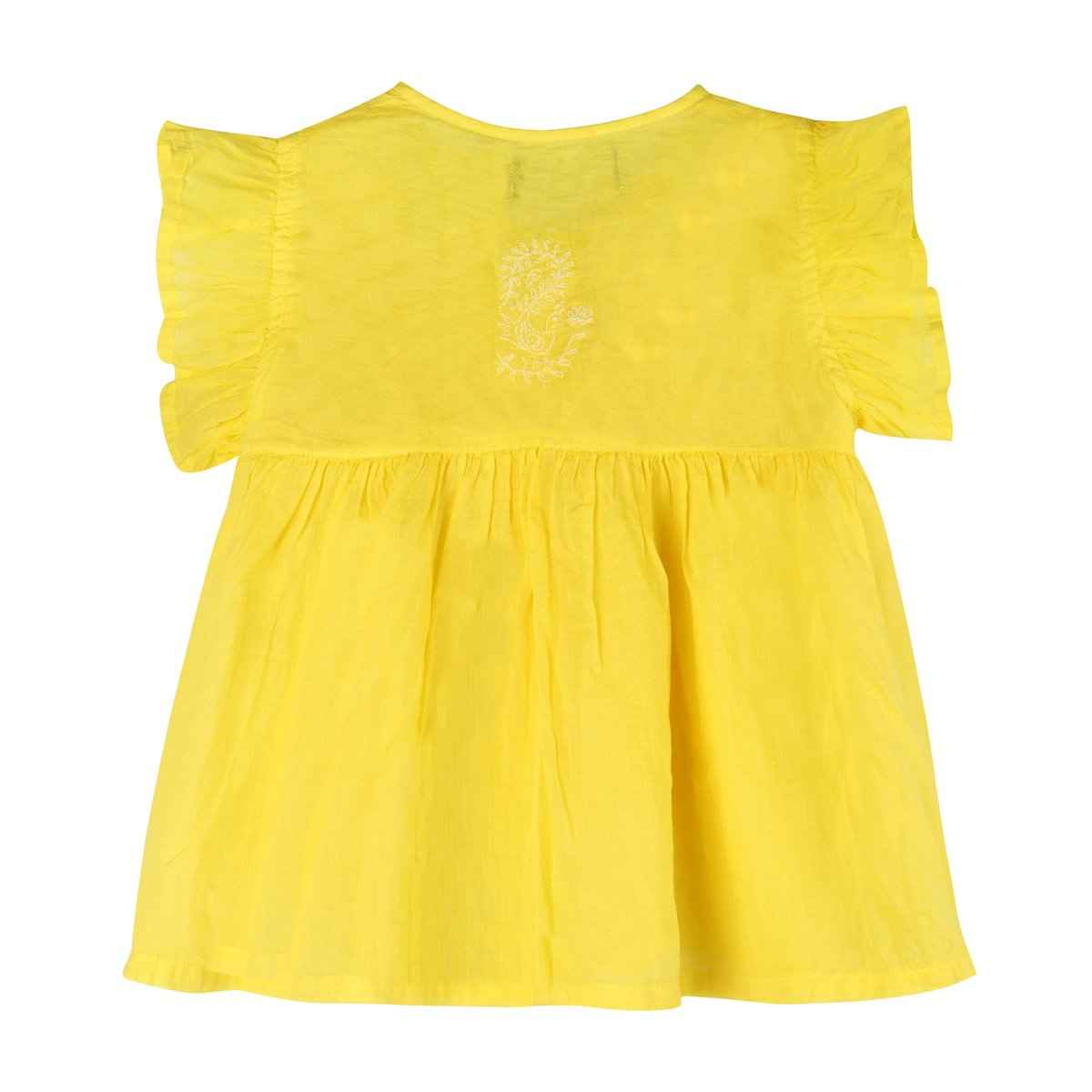 Shwet Chikankari yellow Baby Frok