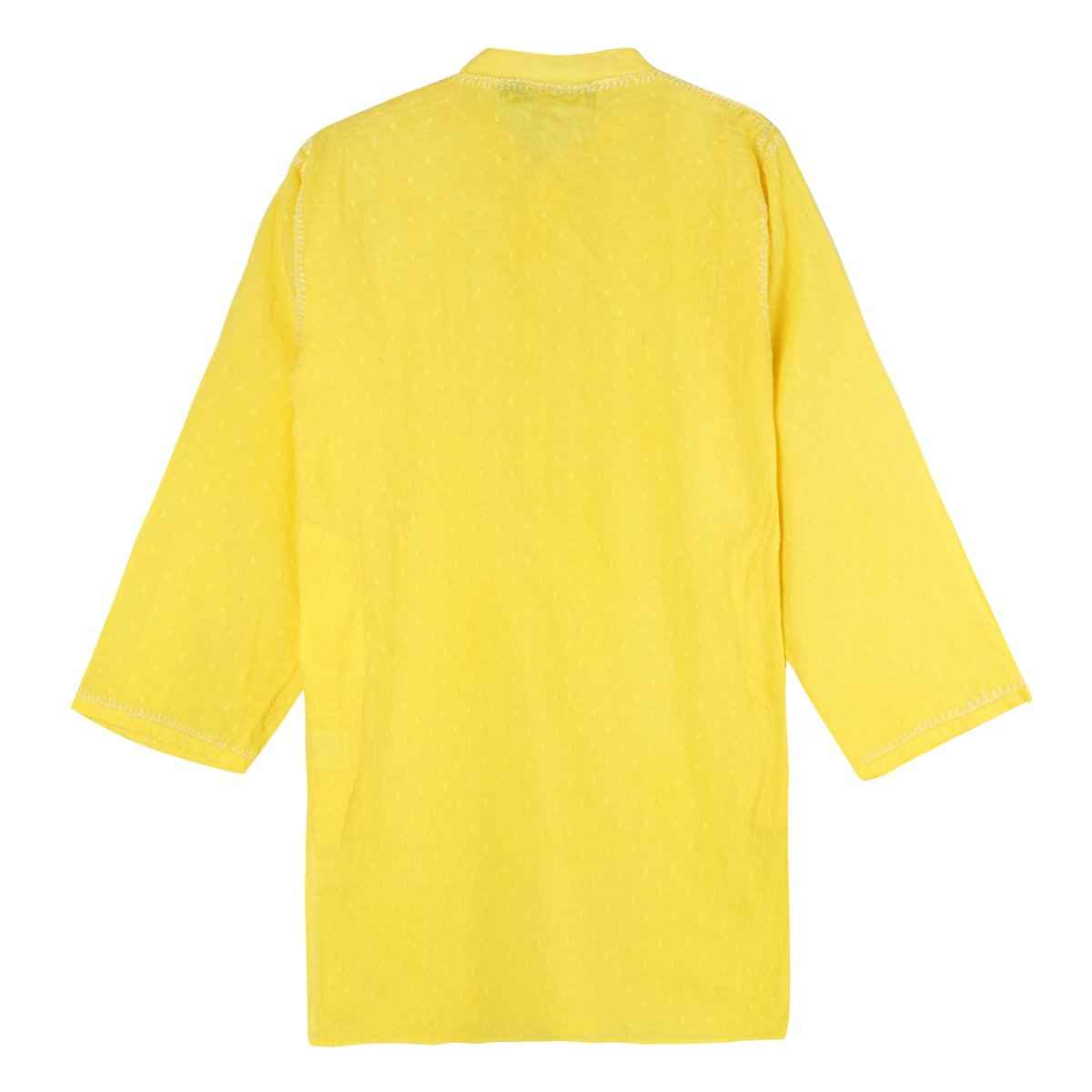 Shwet Chikankari Yellow Cotton Boy Kurta Payjama - Ethnic Wear with Hand Embroidery