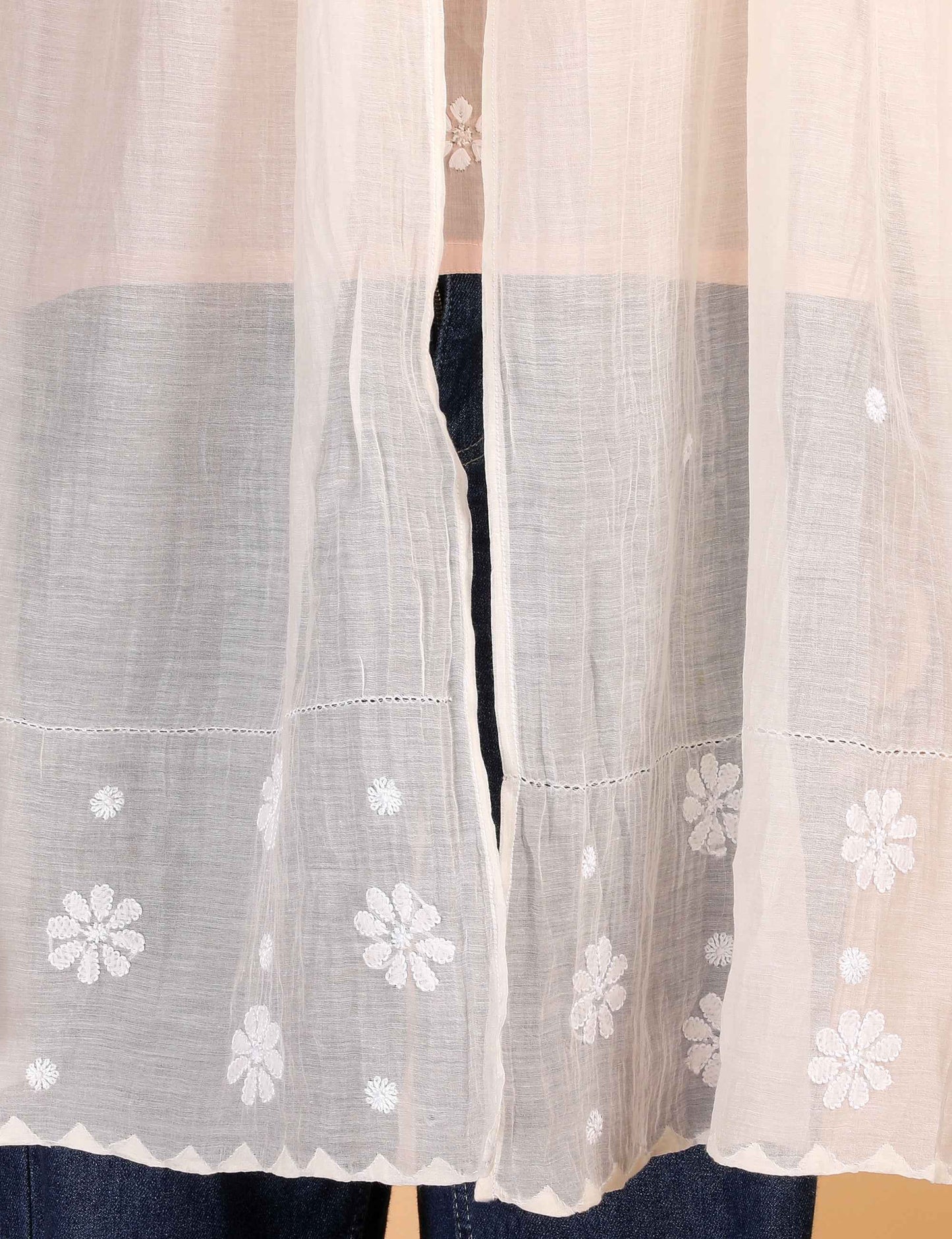 Shwet Women white Chikankari Chanderi Stole