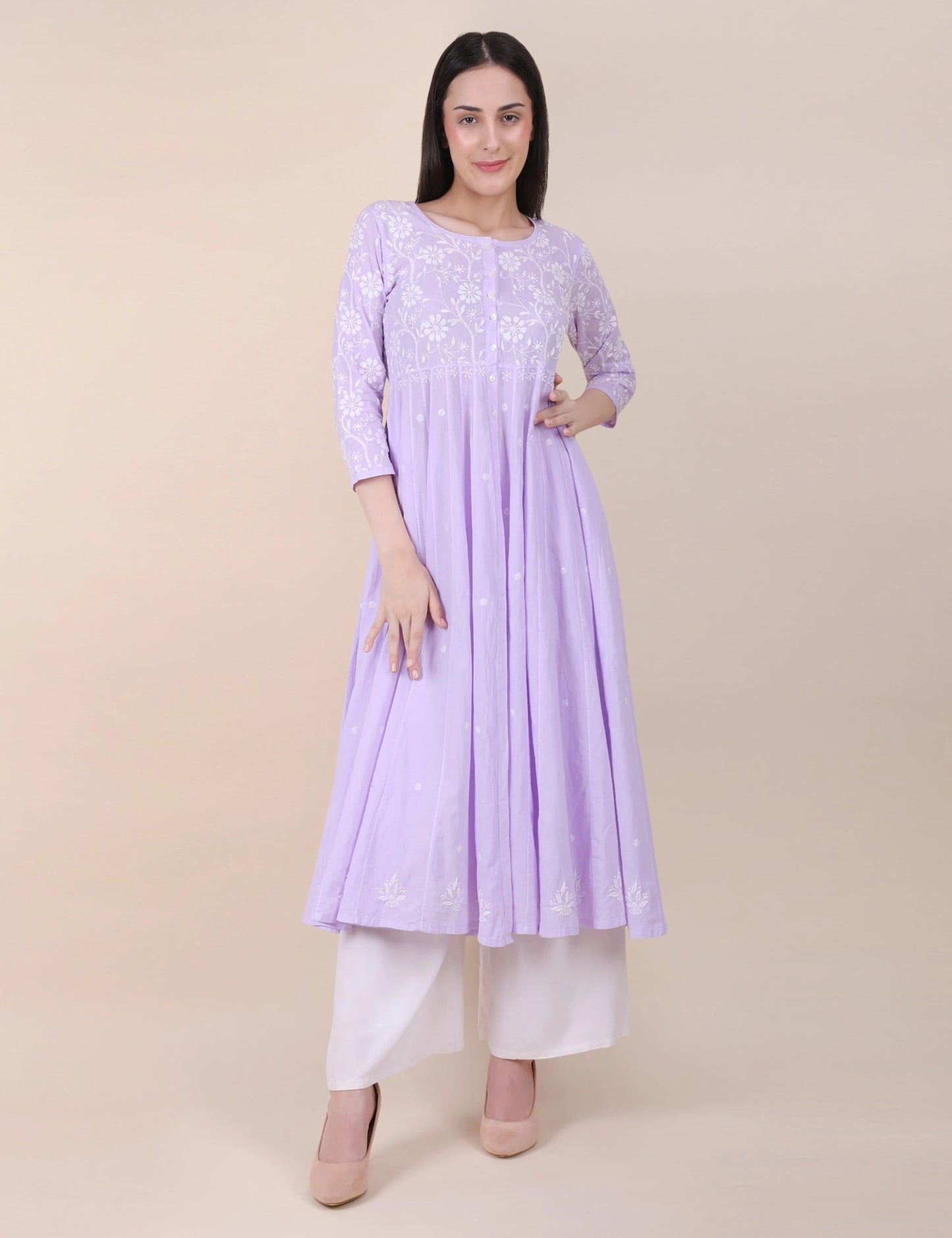 Shwet Women Purple Hand Embroidered Chikankari Shrug