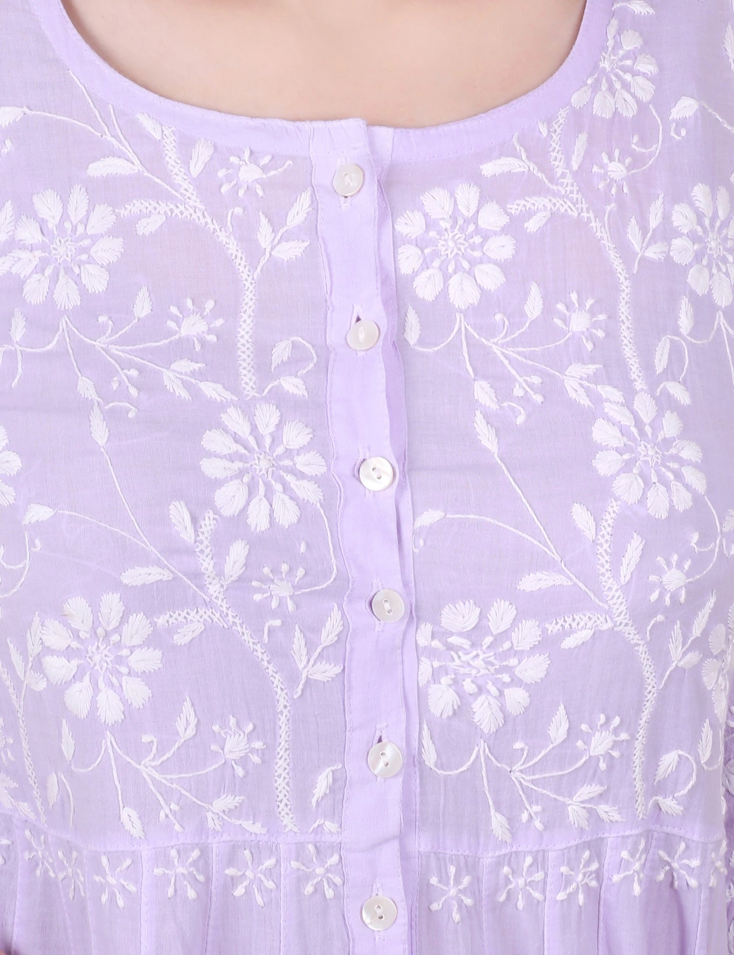 Shwet Women Purple Hand Embroidered Chikankari Shrug