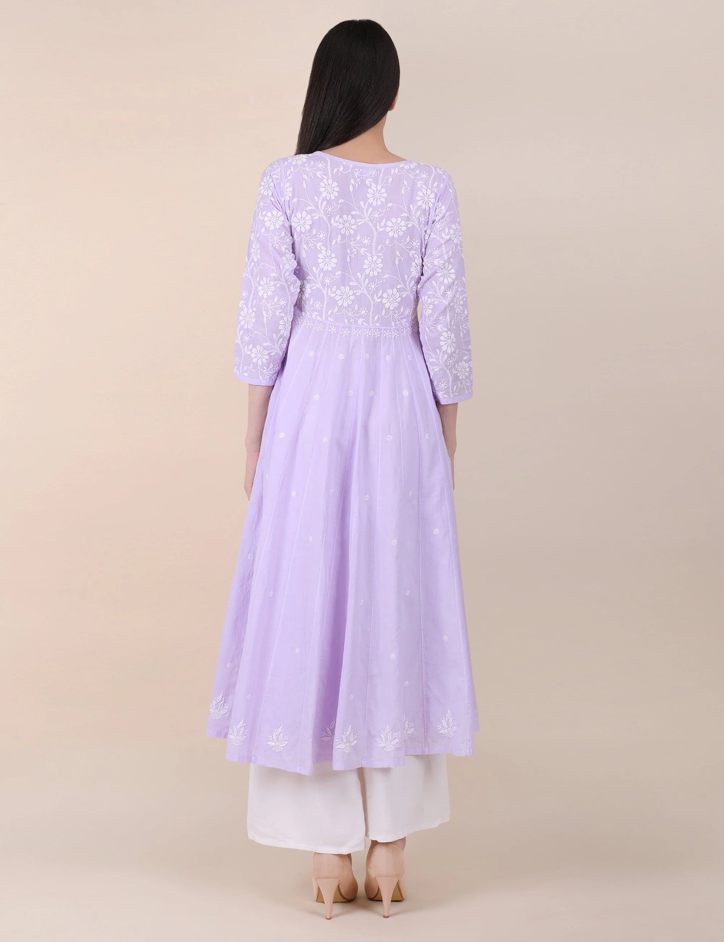 Shwet Women Purple Hand Embroidered Chikankari Shrug