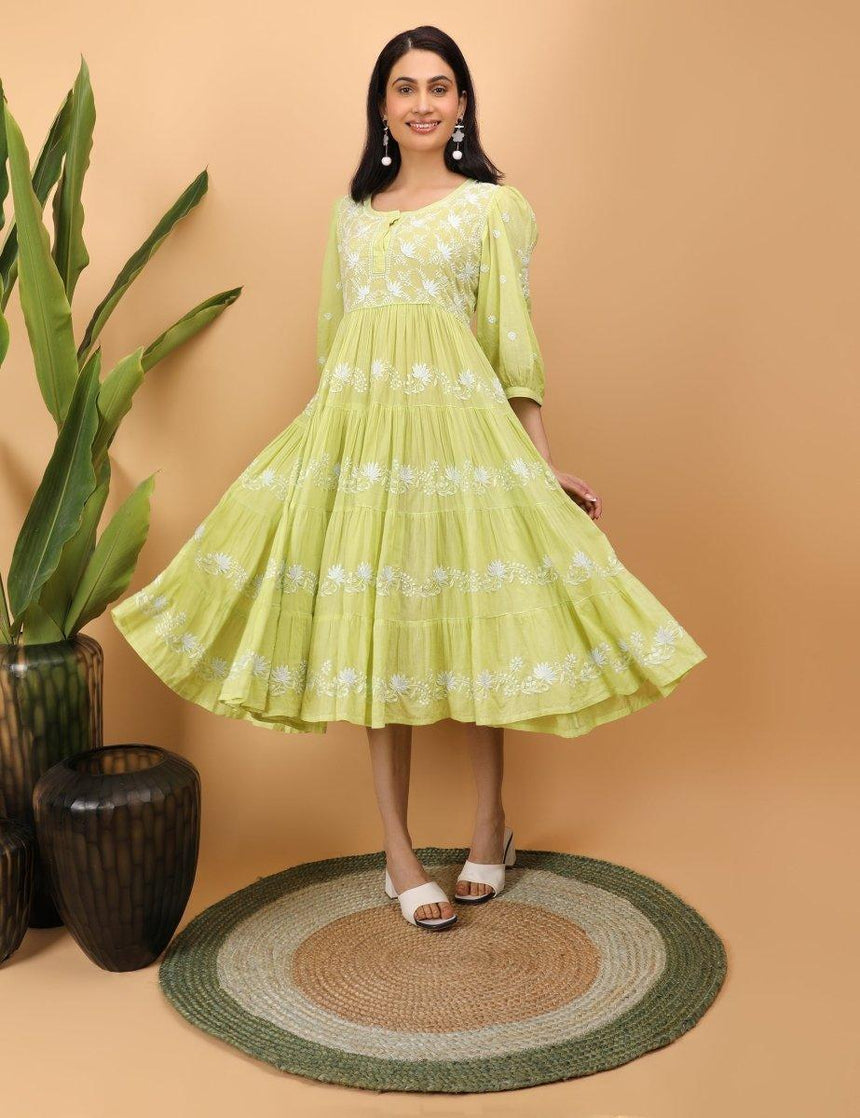 Women's Chikankari Dresses Collection by Shwet - Layered Elegance - Shwet Artistry