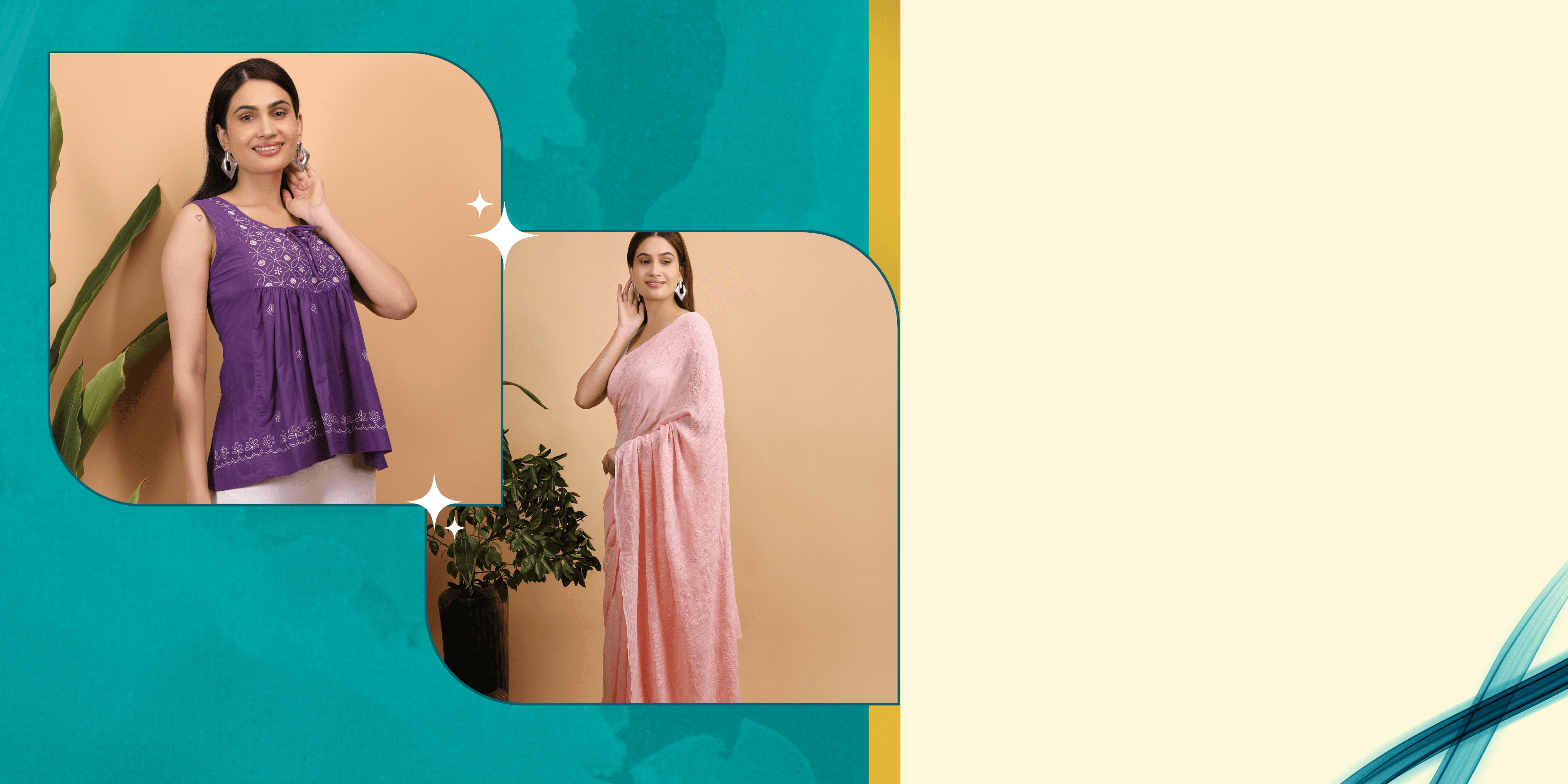 Elegant hand-embroidered 
 Lucknow Chikankari clothing for women, celebrating heritage craftsmanship by women artisans