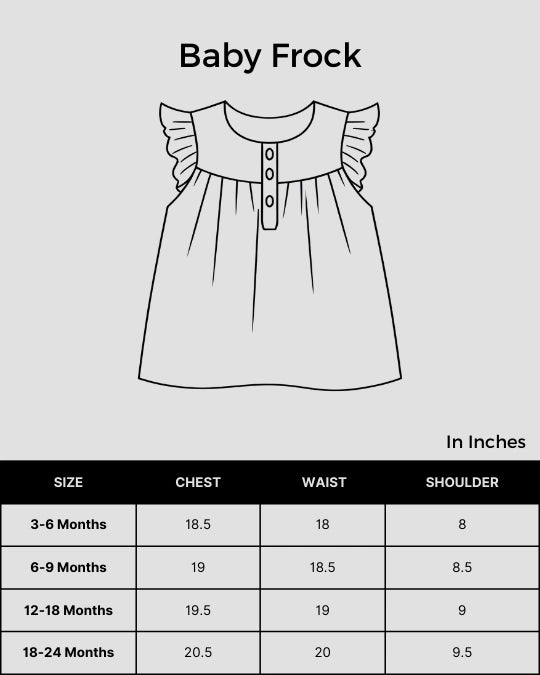 Size chart for Shwet Chikankari Purple Baby Frok
