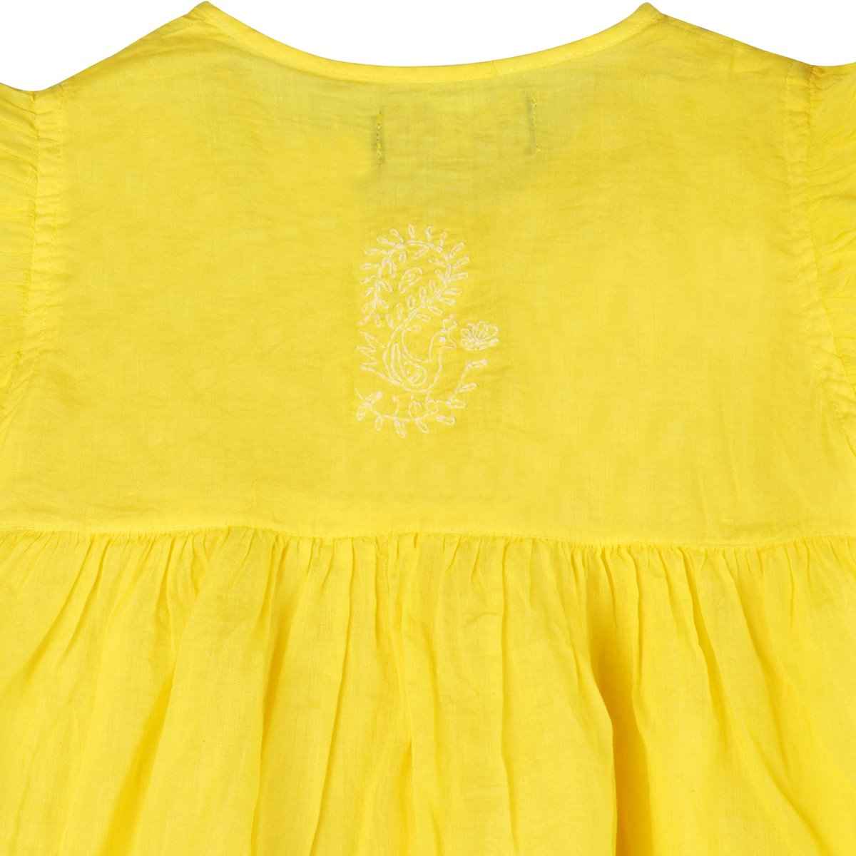 Shwet Chikankari yellow Baby Frok