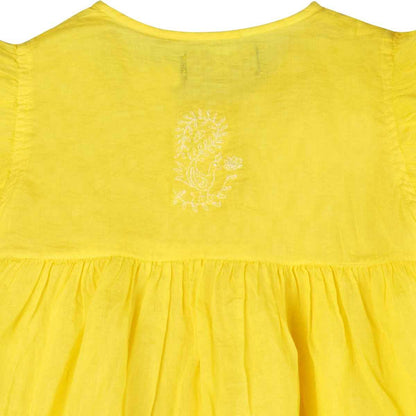 Shwet Chikankari yellow Baby Frok