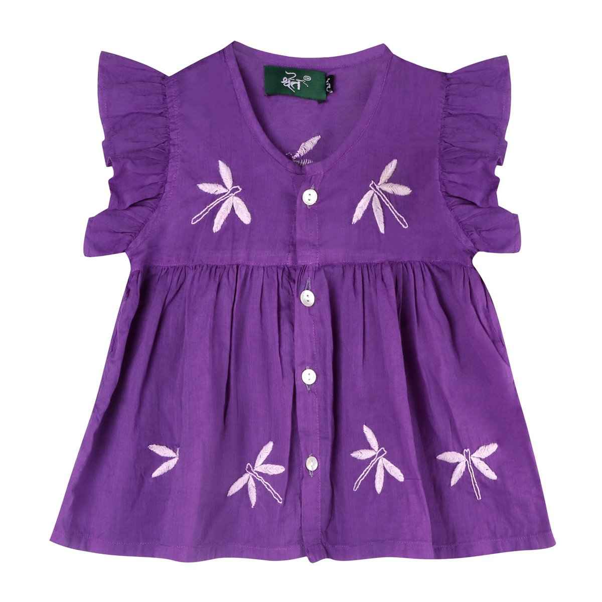 Shwet Chikankari Purple Baby Frok
