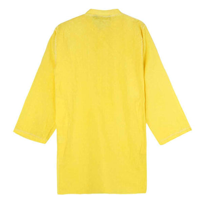 Shwet Chikankari Yellow Cotton Boy Kurta Payjama - Ethnic Wear with Hand Embroidery