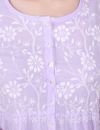 Shwet Women Purple Hand Embroidered Chikankari Shrug