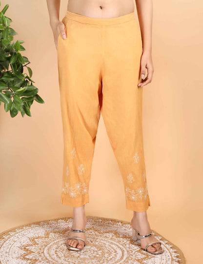 Shwet Women Parrot Green Chikankari Kurta pants