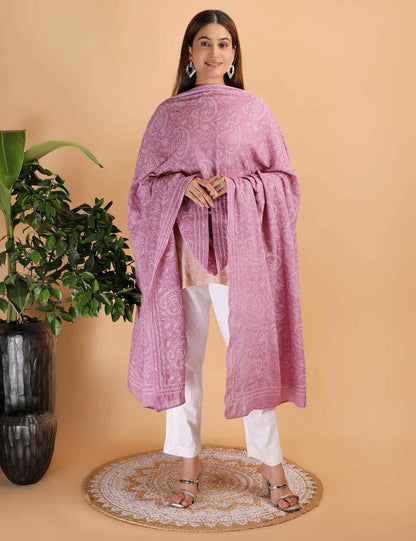 Shwet "pestal Hues"move Chikankari Cotton Dupatta